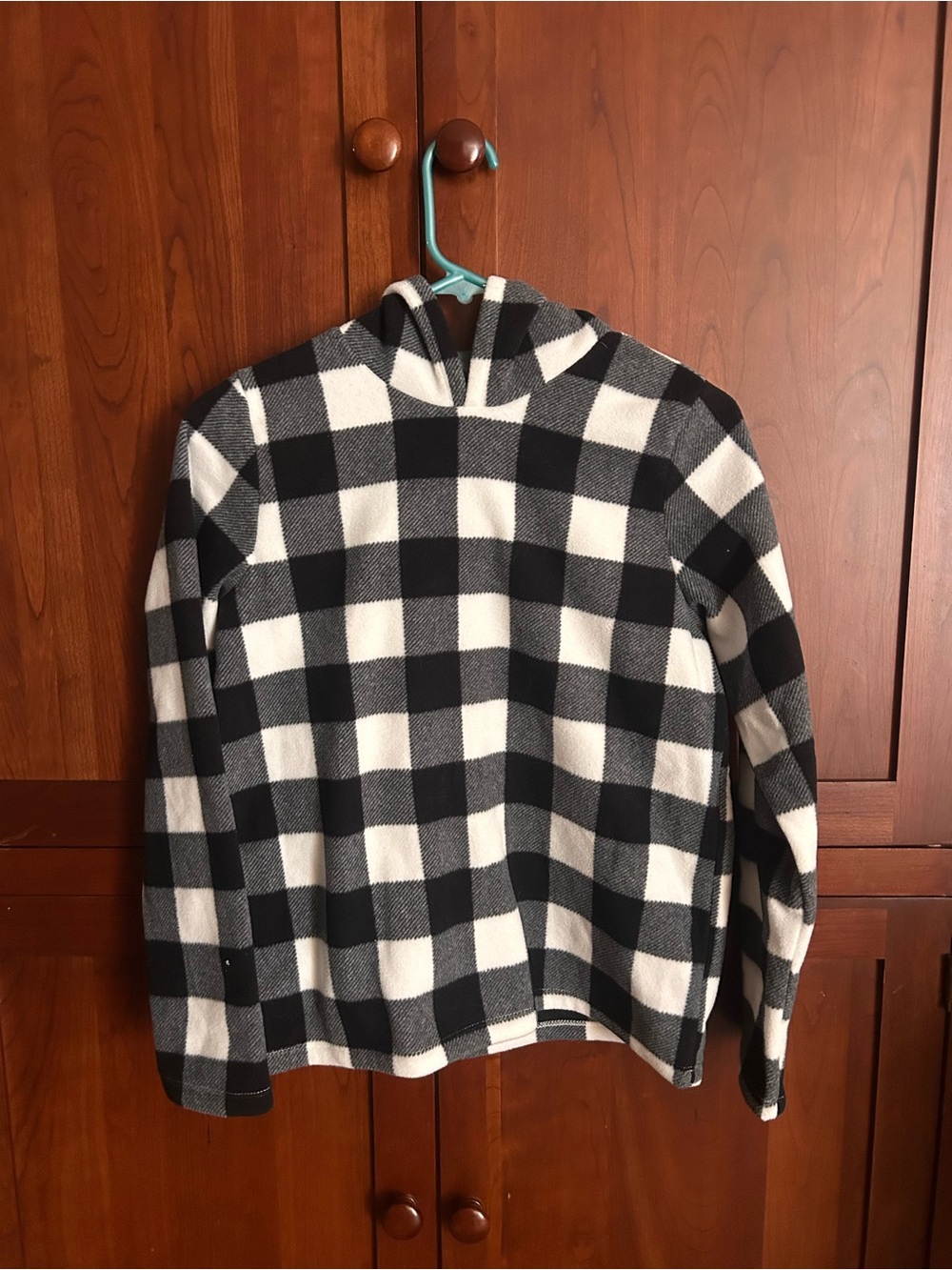 Kids Black and White Buffalo Plaid Hoodie